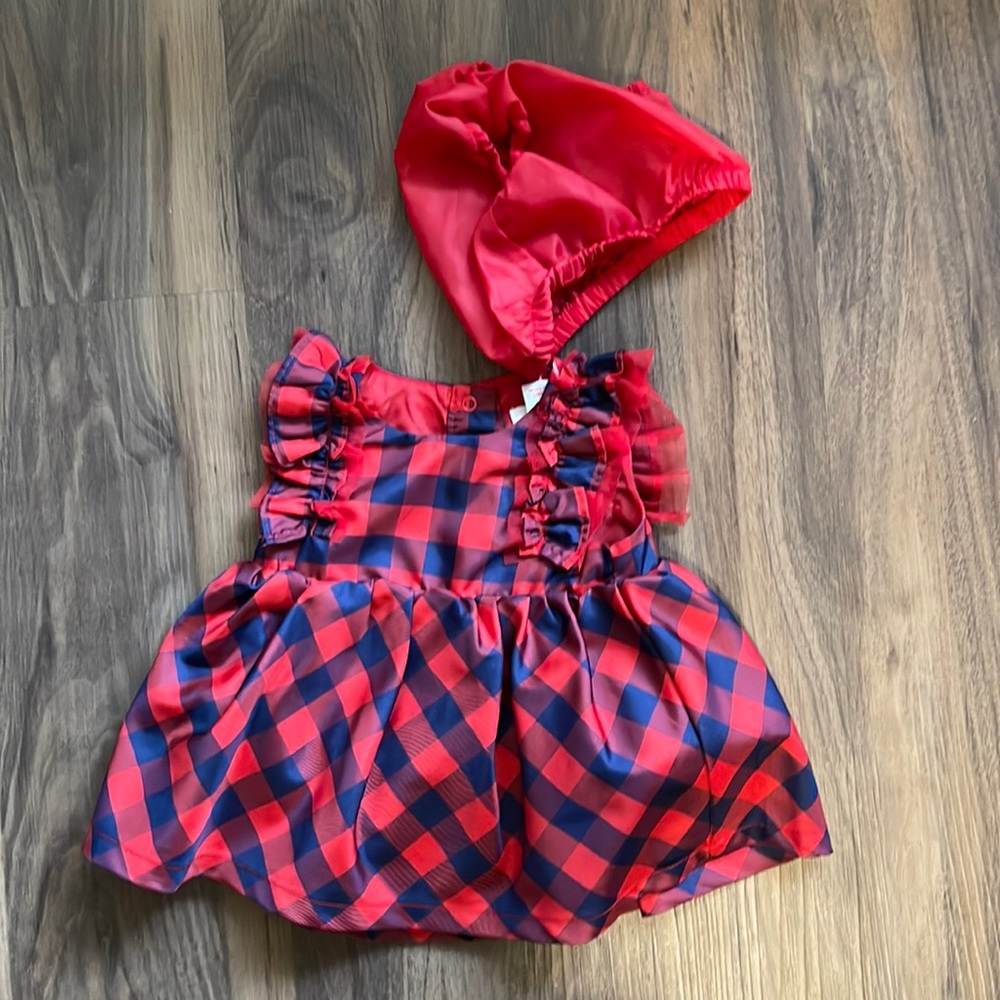 Navy& red flannel pattern dress w/ bummie